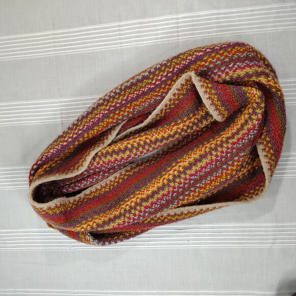 J.Jill Knit Infinity Scarf Multi Fall Autumn Colors Orange Brown Yellow - Picture 2 of 9